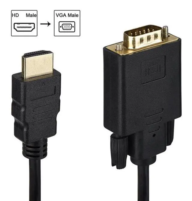 Alt view image 2 of 4 - Computer to TV screen projection HDMI-TV- VGA conversion cable with audio and power supply, 1.8 meters, HDTV to VGA converter