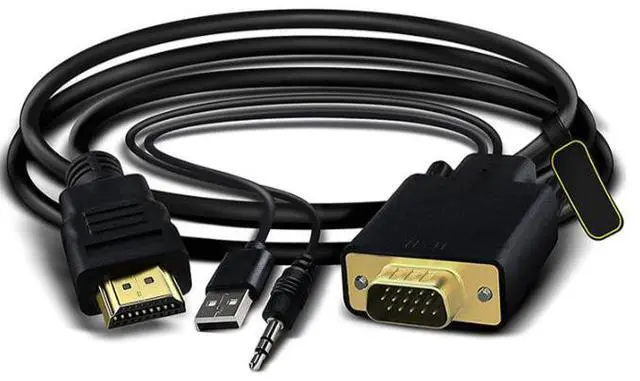 Main image of Computer to TV screen projection HDMI-TV- VGA conversion cable with audio and power supply, 1.8 meters, HDTV to VGA converter