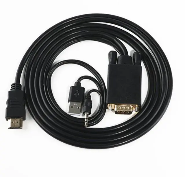 Alt view image 4 of 4 - Computer to TV screen projection HDMI-TV- VGA conversion cable with audio and power supply, 1.8 meters, HDTV to VGA converter