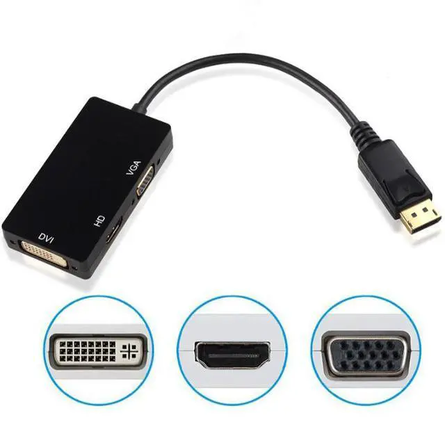 Alt view image 6 of 6 - DP to HDMI 3-in-1 Video Converter Mini - Mini DP to DVI + HDMI + VGA Converter - One-to-Three Converter