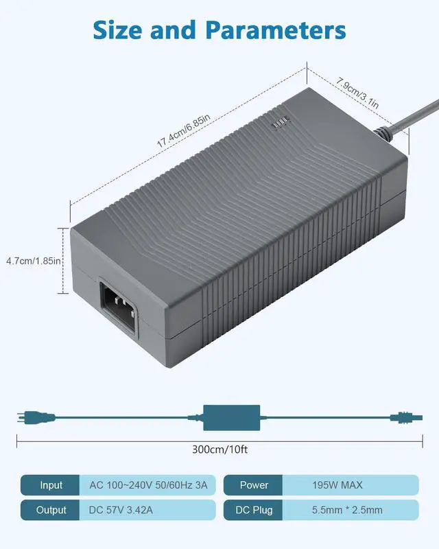 Alt view image 6 of 6 - Suitable for the Starlink Gen 3 power adapter (57V, 3.42A, 195W) charger, which can convert 100 - 240V alternating current into a DC power adapter, and is suitable for Starlink Gen 3 accessories.