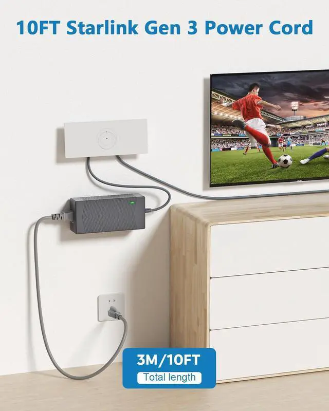 Alt view image 5 of 6 - Suitable for the Starlink Gen 3 power adapter (57V, 3.42A, 195W) charger, which can convert 100 - 240V alternating current into a DC power adapter, and is suitable for Starlink Gen 3 accessories.