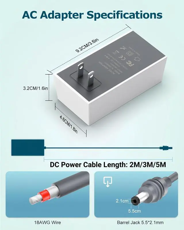 Alt view image 5 of 6 - Mini DC to US standard AC power adapter (with DC to DC cable 3M)