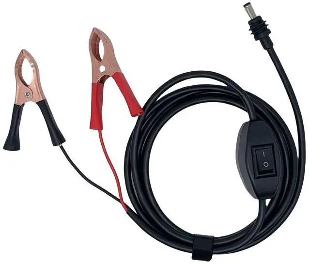 Main image of Professional-grade switch 16AWG high current 30A crocodile clip to DC charging cable, suitable for 12-24V car battery charging