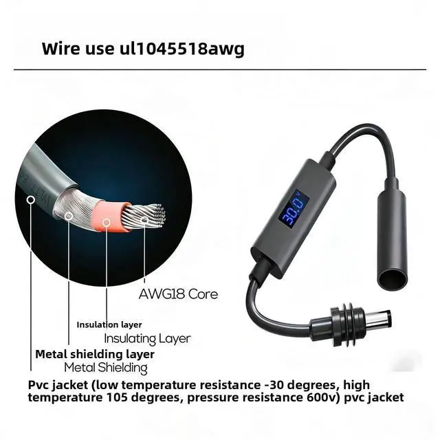 Alt view image 4 of 4 - The new DC male-to-female extension cable with a current capacity of 5521 amperes and a waterproof female connector is suitable for display screens, routers, and power supplies.