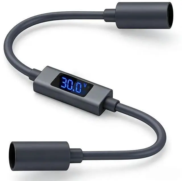 Main image of DC 5521 female connector to DC 5521 female connector cable, suitable for Starlink Mini waterproof cable 18AWG, with digital display