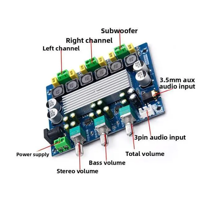 Alt view image 2 of 4 - TPA3116 Digital Power Amplifier Board - 21 channels, 2 x 50 W + 100 W Class D High-Fidelity Flat-Surface Surround Sound