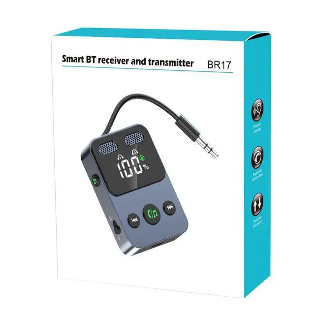 Alt view image 2 of 5 - Bluetooth receiver transmitter with subwoofer, integrated storage cable, BR17 audio transceiver adapter