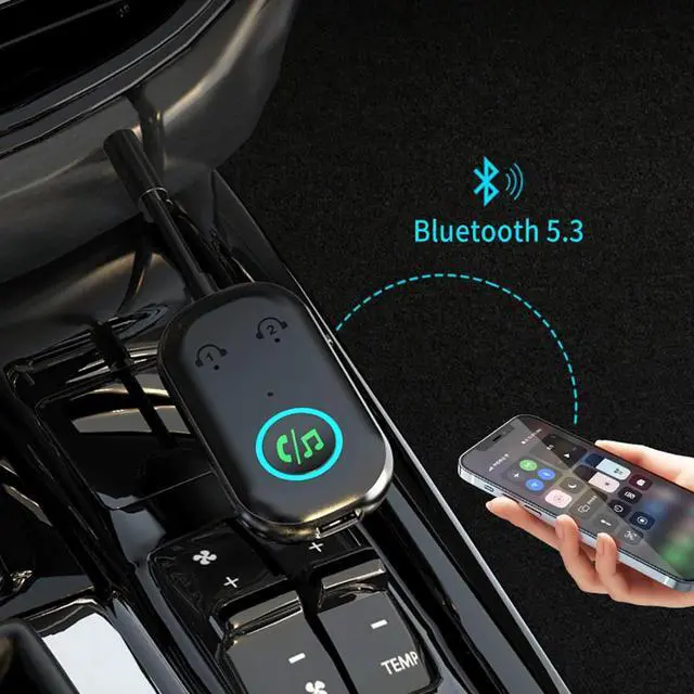 Alt view image 2 of 5 - BR08 In-car Bluetooth Dual-Function Receiver-Transmitter Hands-Free Calling Bluetooth 5.3 Adapter Supports Two Devices