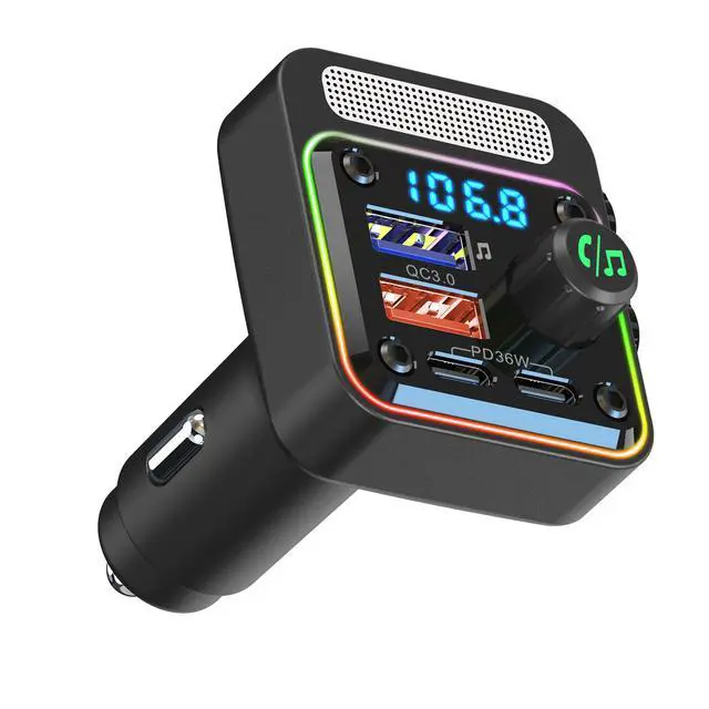 Alt view image 6 of 6 - BC91 in-car MP3 player, USB drive for lossless HIFI music, 36W dual PD fast charging, in-car Bluetooth FM transmitter