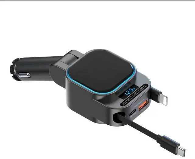 Alt view image 5 of 5 - SC07 Extendable Line Digital Display Quick Charge Car Charger - One Plug Can Power Four Devices - 96W Fast Charging Car Charger for Car Socket