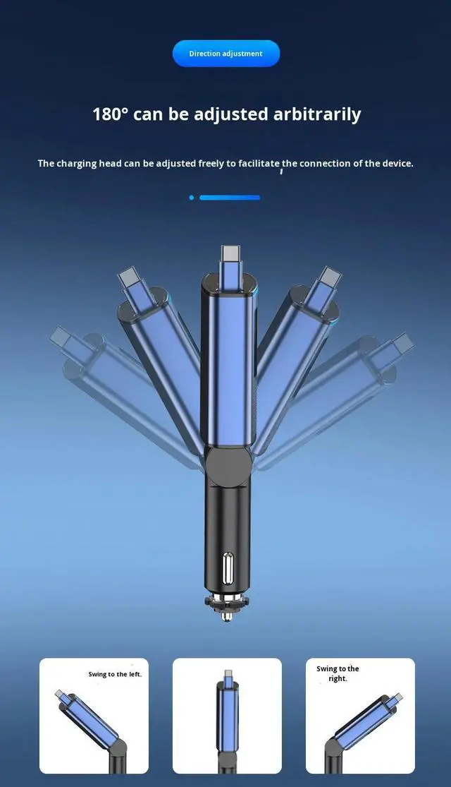 Alt view image 5 of 5 - Car-mounted Bluetooth extendable cable, car charger PD65W fast charging, notebook FM transmitter BC99, car charger