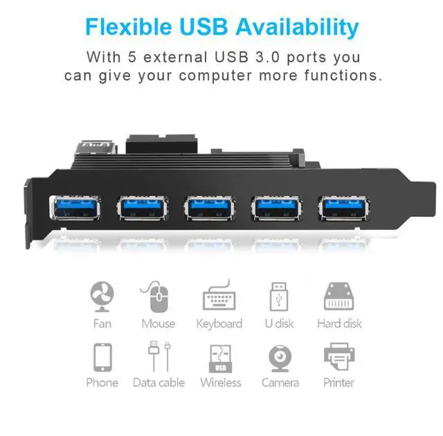 Alt view image 3 of 5 - Applicable desktop PCI-E adapter, USB 3.0 expansion card, USB PCI-E adapter, PCI-E expansion dock, HUB