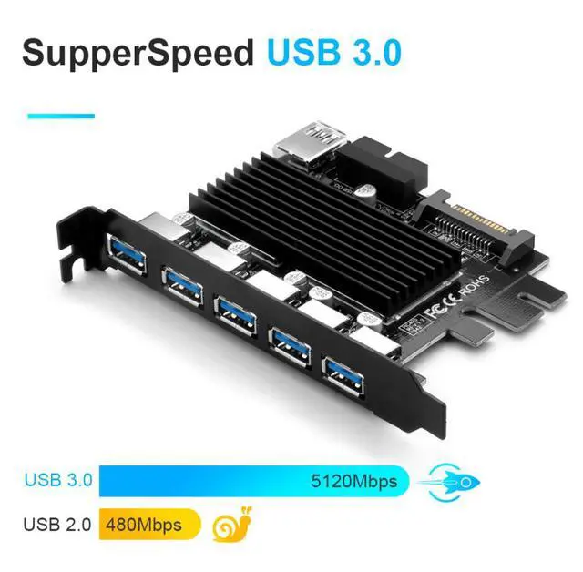 Alt view image 4 of 5 - Applicable desktop PCI-E adapter, USB 3.0 expansion card, USB PCI-E adapter, PCI-E expansion dock, HUB