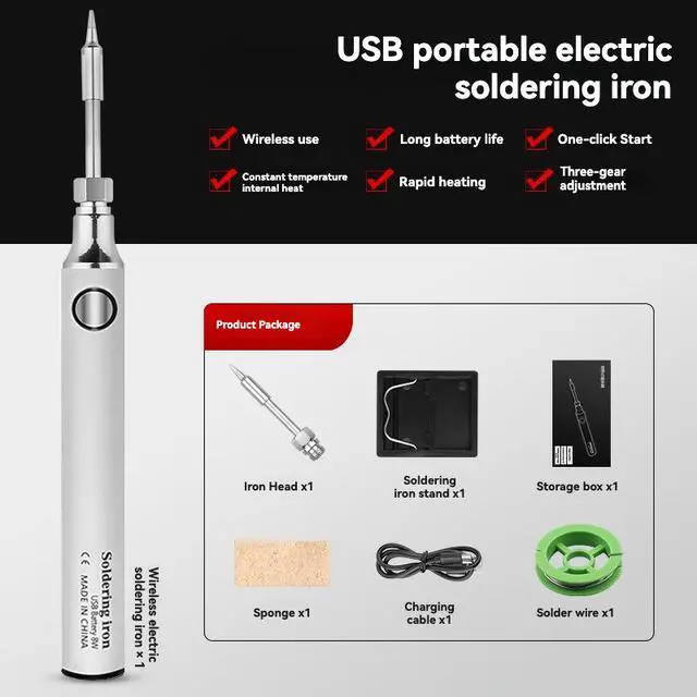 Alt view image 3 of 6 - Wireless charging soldering iron, soldering iron, USB 5V 8W fast-charging lithium battery, portable maintenance and welding tool