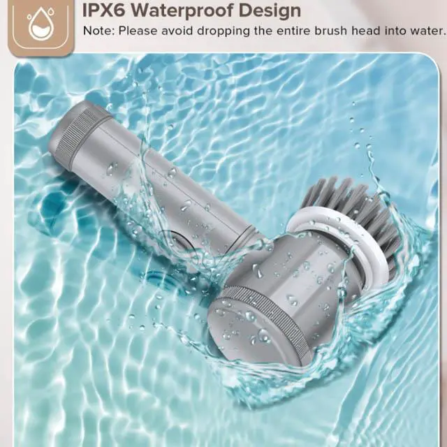 Alt view image 6 of 6 - Rechargeable Cleaning Brush Set with 5 Heads - Medium Hardness - USB Charging - Home Cleaning Kit - Suitable for Bathroom, Kitchen, and Bedroom
