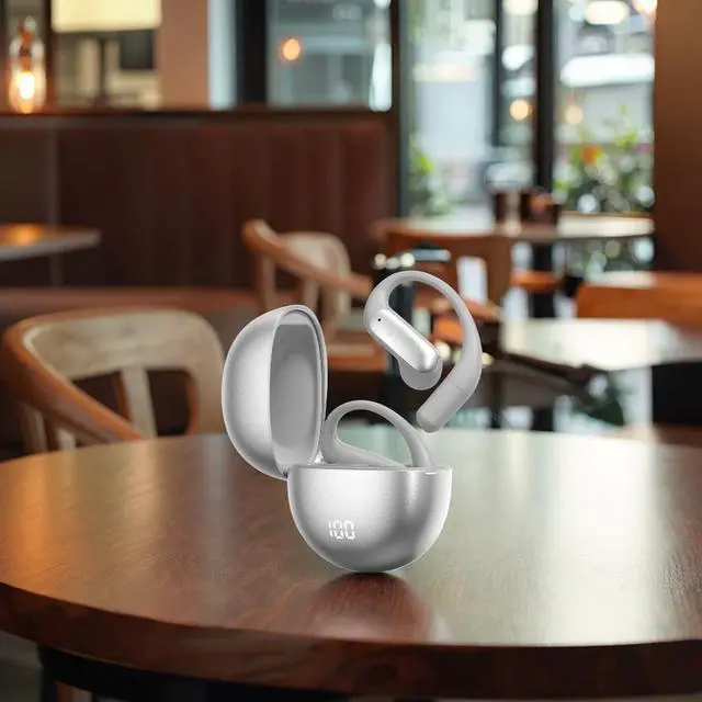 Alt view image 2 of 6 - AI intelligent M118 in-ear headphones feature an LED battery indicator, ear hook design, long-lasting power supply and water resistance.