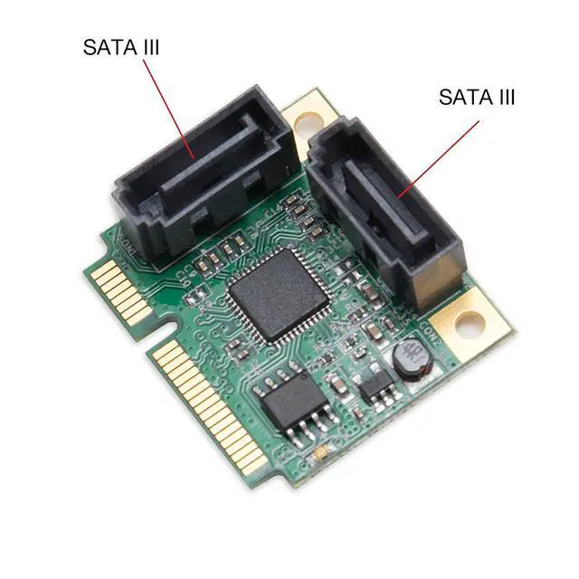 Alt view image 2 of 4 - MINI PCI-E 2-Port Disk Array Card RAID 0/1 Hybrid SATA 3.0 Expansion SSD Adapter Card SATA