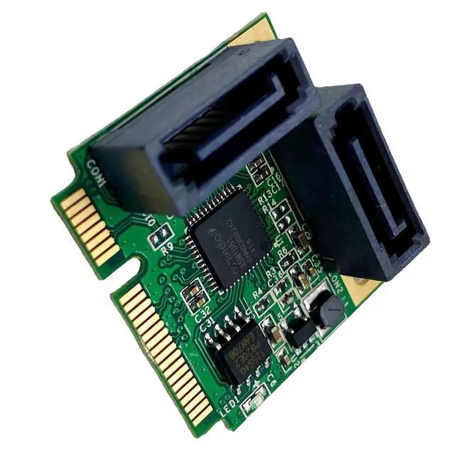 Alt view image 4 of 4 - MINI PCI-E 2-Port Disk Array Card RAID 0/1 Hybrid SATA 3.0 Expansion SSD Adapter Card SATA