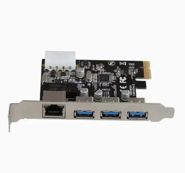 Alt view image 2 of 4 - Desktop computer PCIe Gigabit network card - PCIe to RJ45 network port + USB 3.0 expansion card adapter