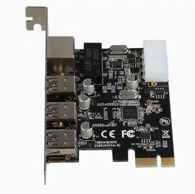 Alt view image 3 of 4 - Desktop computer PCIe Gigabit network card - PCIe to RJ45 network port + USB 3.0 expansion card adapter