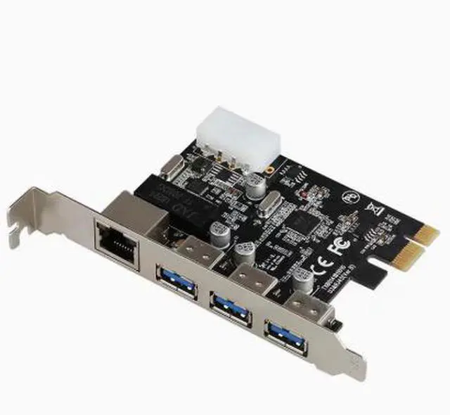 Alt view image 4 of 4 - Desktop computer PCIe Gigabit network card - PCIe to RJ45 network port + USB 3.0 expansion card adapter