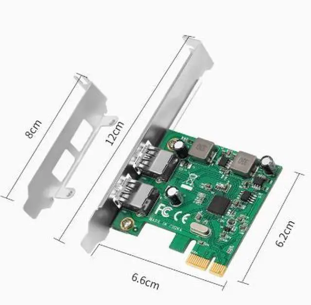 Alt view image 3 of 4 - PCI-E to Dual-Port USB 3.0 Expansion Card for Desktop Computers with Built-in Independent Power Supply and Support for Small Case ASM1042