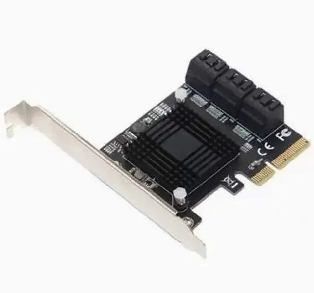 Alt view image 2 of 4 - Six-port SATA3 expansion card for desktop computers, PCIe x1 to SATA 3.0 hard drive adapter, 6G, supports QNAP