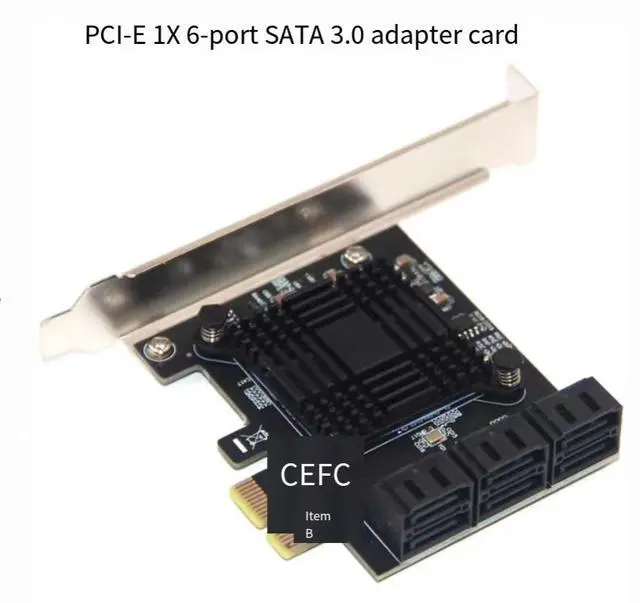 Alt view image 3 of 4 - Six-port SATA3 expansion card for desktop computers, PCIe x1 to SATA 3.0 hard drive adapter, 6G, supports QNAP