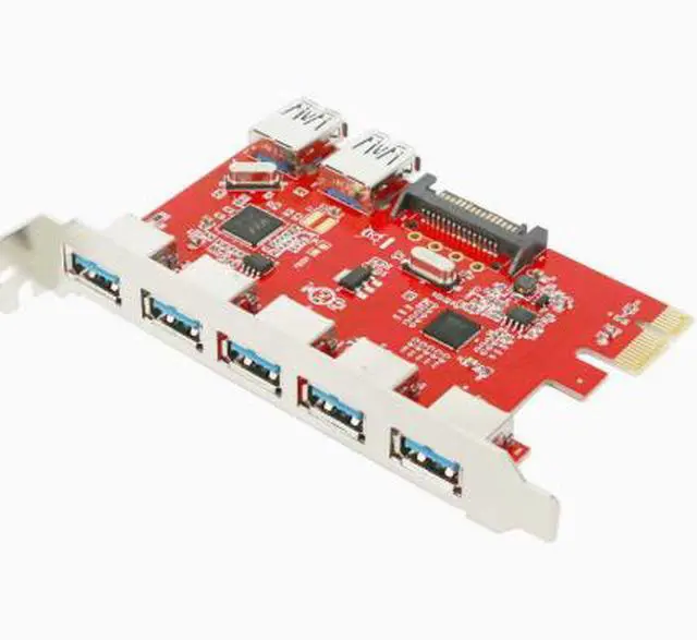 Alt view image 4 of 4 - Desktop PC built-in PCIe to 7-port USB 3.0 expansion card, high-speed 7-port USB adapter card