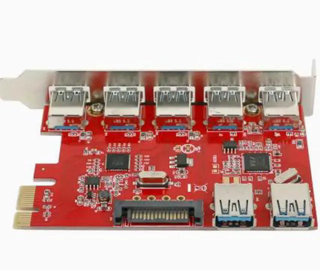 Alt view image 3 of 4 - Desktop PC built-in PCIe to 7-port USB 3.0 expansion card, high-speed 7-port USB adapter card