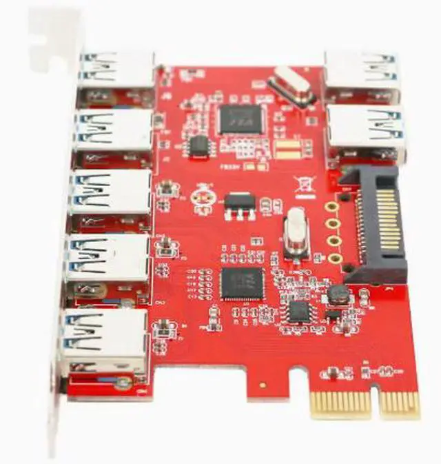 Alt view image 2 of 4 - Desktop PC built-in PCIe to 7-port USB 3.0 expansion card, high-speed 7-port USB adapter card