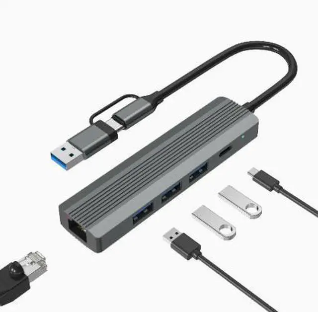 Main image of USB/Type-C Multi-function Expansion Dock, Extending 3 USB 3.0 Ports + Gigabit Network Port Compatibility