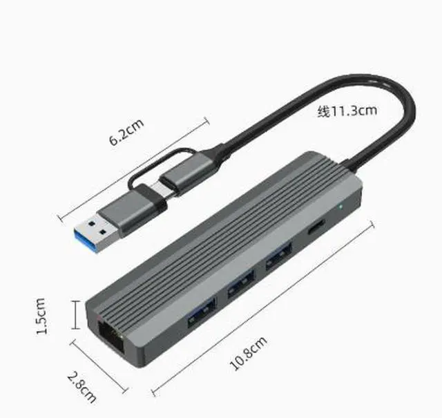Alt view image 3 of 3 - USB/Type-C Multi-function Expansion Dock, Extending 3 USB 3.0 Ports + Gigabit Network Port Compatibility