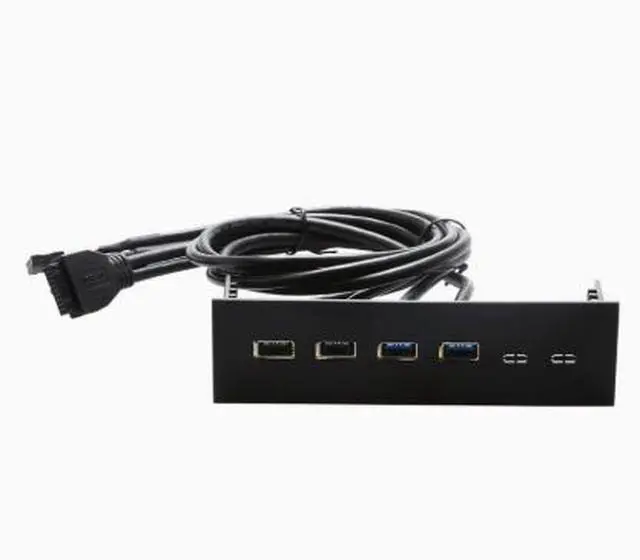 Alt view image 5 of 5 - USB 3.0 front-panel optical drive slot expansion card with 4 ports HUB dual 19-pin to 4-port USB 3.0 adapter