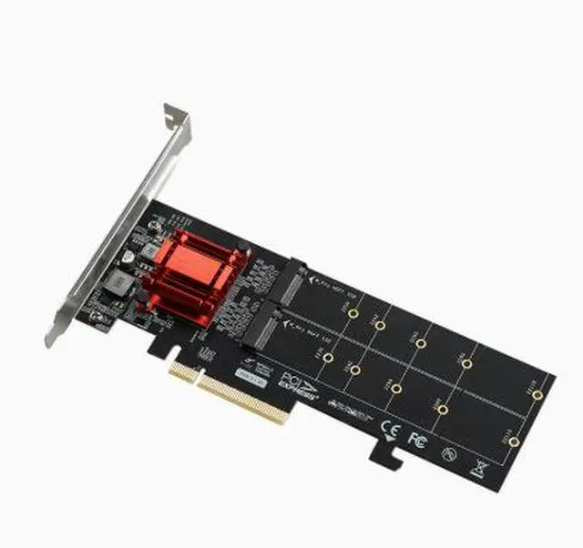 Alt view image 2 of 4 - PCIE3.1 X8 dual M.2 hard drive expansion card ASM18 12 supporting NVME protocol full-speed expansion card
