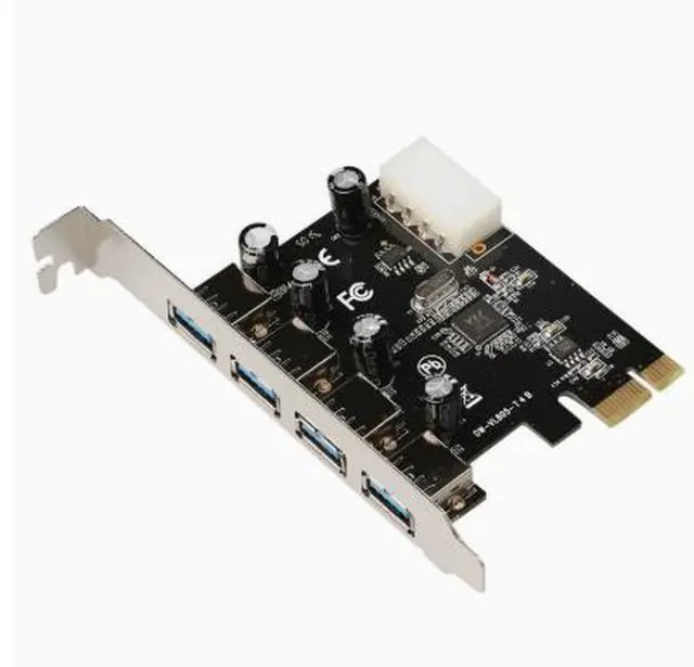 Alt view image 3 of 3 - PCIE-USB3.0-T4B 4-Pin VL805 Chip Adapter PCIe Expansion Card 4 Ports
