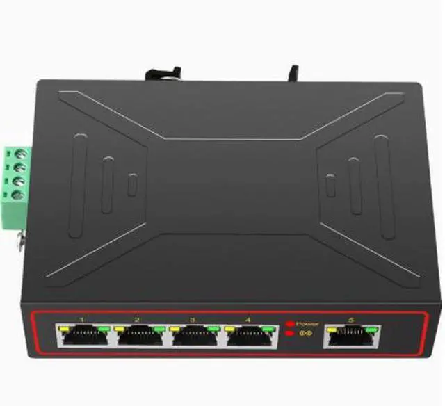 Alt view image 2 of 4 - Industrial switch with 5 ports, rail-mounted, resistant to high and low temperatures, 100Mbps industrial-grade network switch with a transmission distance of 250 meters