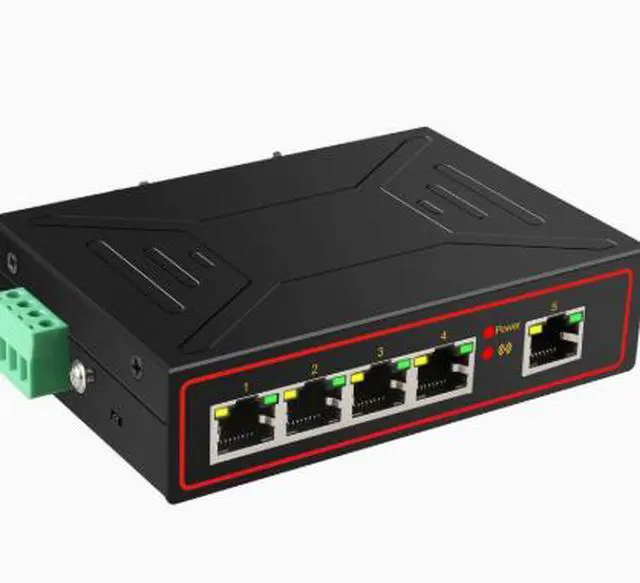 Alt view image 3 of 4 - Industrial switch with 5 ports, rail-mounted, resistant to high and low temperatures, 100Mbps industrial-grade network switch with a transmission distance of 250 meters