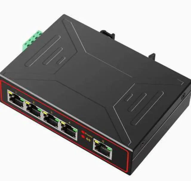 Main image of Industrial switch with 5 ports, rail-mounted, resistant to high and low temperatures, 100Mbps industrial-grade network switch with a transmission distance of 250 meters