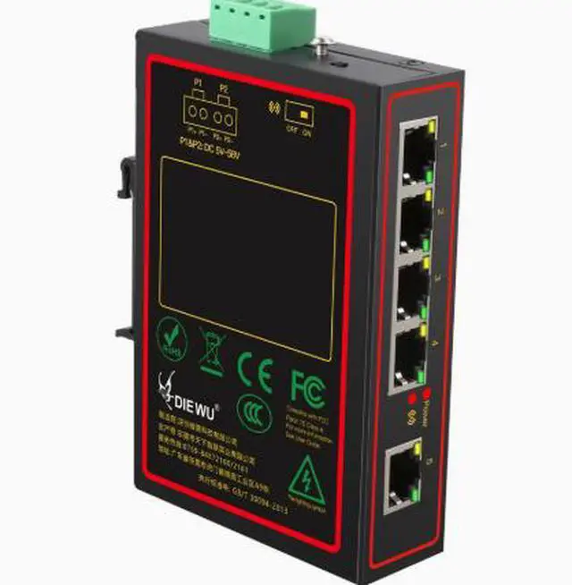 Alt view image 4 of 4 - Industrial switch with 5 ports, rail-mounted, resistant to high and low temperatures, 100Mbps industrial-grade network switch with a transmission distance of 250 meters