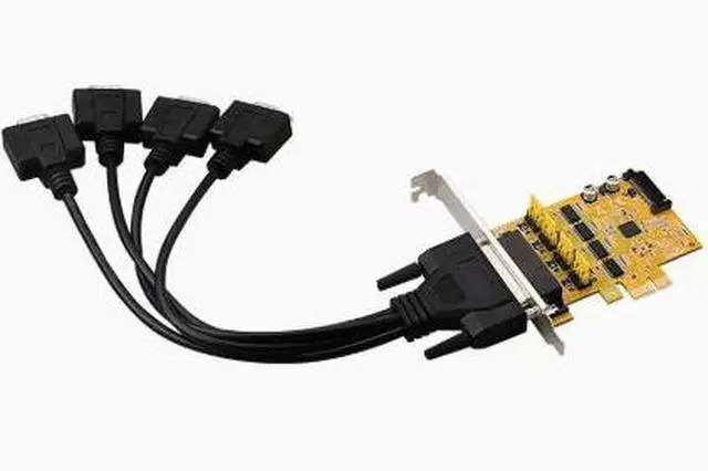 Alt view image 2 of 4 - PCIe 4-port power supply conversion card with RS232 serial port card, SATA power supply 9-pin conversion card