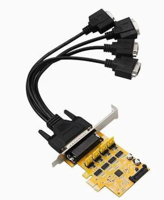 Alt view image 3 of 4 - PCIe 4-port power supply conversion card with RS232 serial port card, SATA power supply 9-pin conversion card