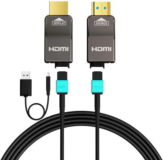 Main image of RUIPRO 8K Detachable Full Fiber Optic Armored HDMI 2.1 Cable 50FT, Ultra High Speed 48Gbps, Support 8K@60Hz 4K@120Hz, Dynamic HDR, eARC, Compatible with PS5/Xbox/Blu-ray/TV/Monitor/Projector