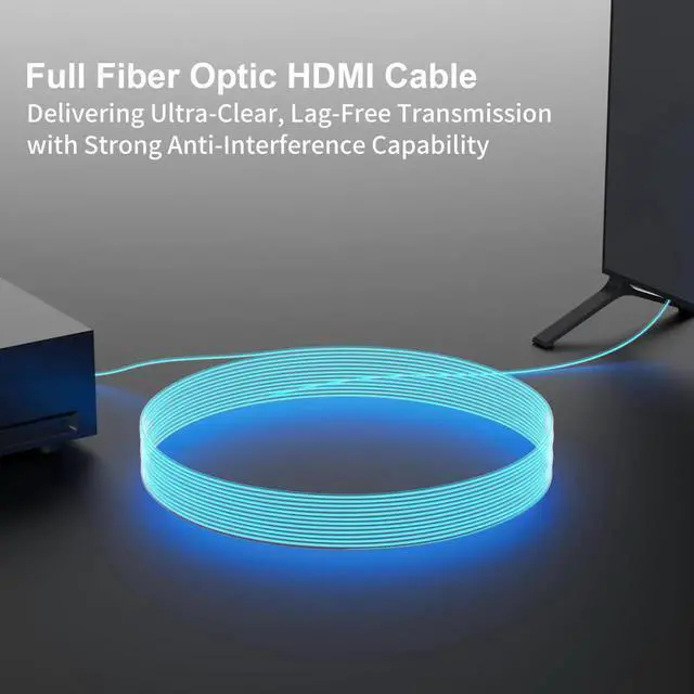 Alt view image 4 of 5 - RUIPRO 8K Detachable Full Fiber Optic Armored HDMI 2.1 Cable 50FT, Ultra High Speed 48Gbps, Support 8K@60Hz 4K@120Hz, Dynamic HDR, eARC, Compatible with PS5/Xbox/Blu-ray/TV/Monitor/Projector
