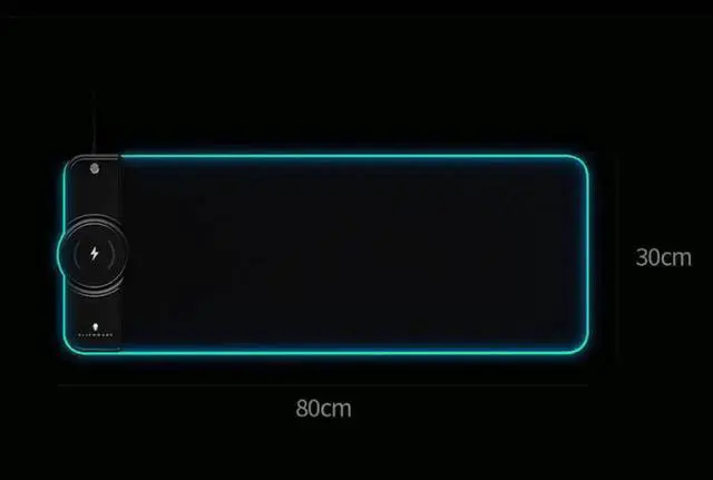 Alt view image 4 of 6 - Alienware 800×300 Illuminated Gaming Mouse Pad Keyboard Desk Pad 15W Wireless Charging