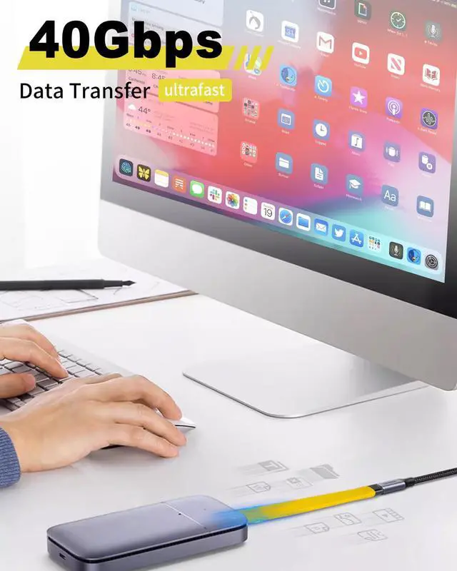 Alt view image 2 of 7 - Duttek Short USB C Extension Cable 40Gbps, USB Type C Male to Female Extender Cord PD 100W, USB C Extender Cable Short Support 8K Video and Data Sync for Thunderbolt, Tablet, Phone, 5Inch
