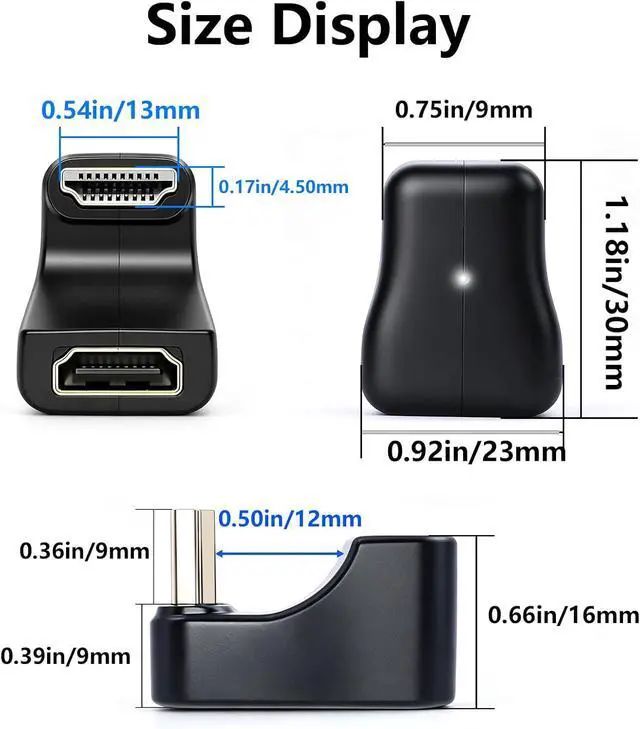 Alt view image 5 of 7 - 8K HDMI 180 Degree Adapter 48Gbps, 8K@60Hz, Up Angle & Down Angle U Shaped HDMI Male to Female Adapter with LED Indicator for Laptop, HDTV, PS5 2 Style