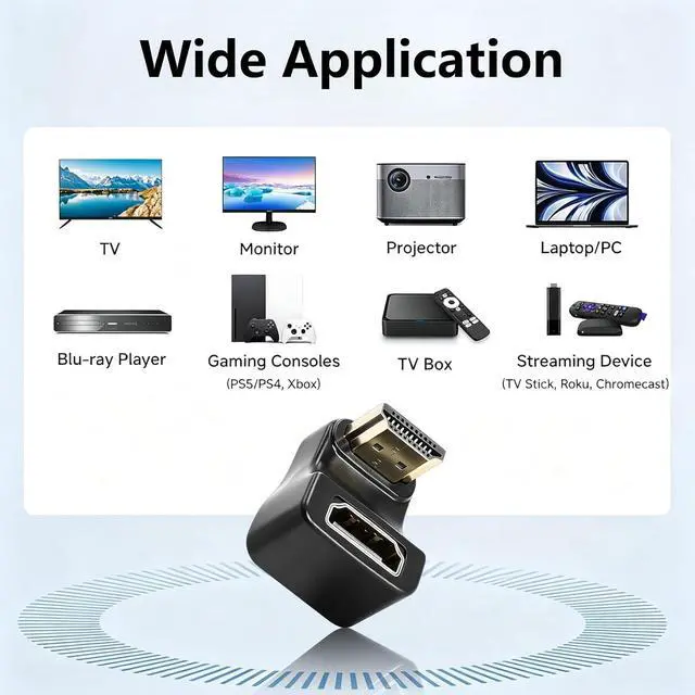 Alt view image 6 of 7 - 8K HDMI 180 Degree Adapter 48Gbps, 8K@60Hz, Up Angle & Down Angle U Shaped HDMI Male to Female Adapter with LED Indicator for Laptop, HDTV, PS5 2 Style