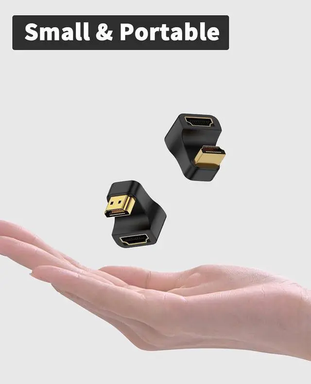 Alt view image 3 of 7 - 8K HDMI 180 Degree Adapter 48Gbps, 8K@60Hz, Up Angle & Down Angle U Shaped HDMI Male to Female Adapter with LED Indicator for Laptop, HDTV, PS5 2 Style